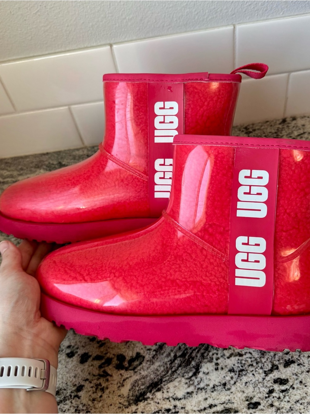 UGG Classic Clear Mini Boots in “Samba Red” (Fuschia Pink). Size 8. VGUC. - Picture 2 of 7